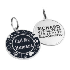 Емальований Адресник для Собак Call My Humans Чорний