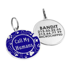 Емальований Адресник для Собак Call My Humans Синій