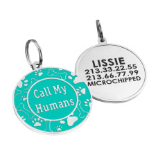 Эмалированный Адресник для Собак BronzeDog Call My Humans Бирюзовый