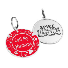 Емальований Адресник для Собак Call My Humans Червоний