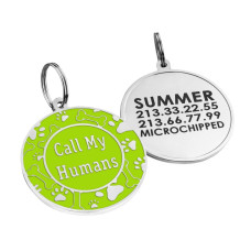 Емальований Адресник для Собак Call My Humans Салатовий