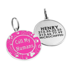 Эмалированный Адресник для Собак BronzeDog Call My Humans Розовый