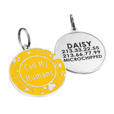 Эмалированный Адресник для Собак BronzeDog Call My Humans Желтый
