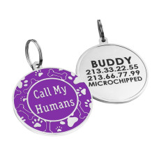 Эмалированный Адресник для Собак BronzeDog Call My Humans Фиолетовый
