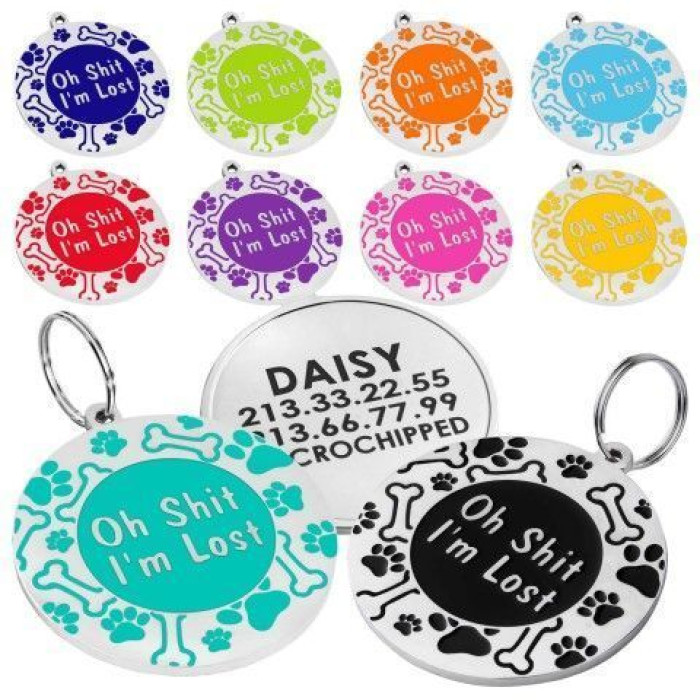 Эмалированный Адресник для Собак BronzeDog Oh Shit I'm Lost Черный