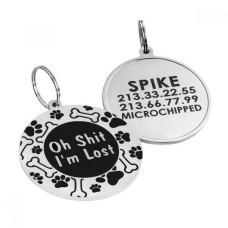 Эмалированный Адресник для Собак BronzeDog Oh Shit I'm Lost Черный