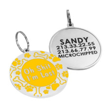 Эмалированный Адресник для Собак BronzeDog Oh Shit I'm Lost Желтый