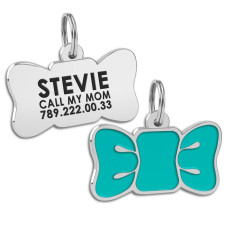 Эмалированный Адресник BronzeDog Бабочка для Собак Бирюзовый