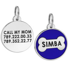 Емальований Адресник Кісточка для Собак Синій