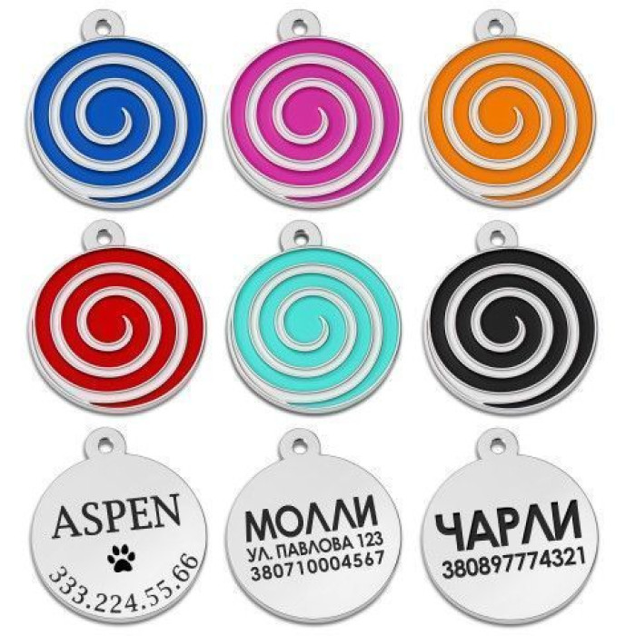 Емальований Адресник Льодяник для Собак Синій