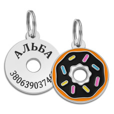 Эмалированный Адресник BronzeDog Пончик для Собак Черный