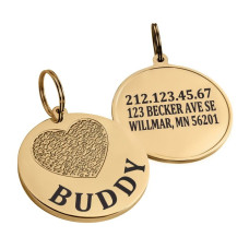 Адресник для собак и котов BronzeDog из латуни с позолотой, Сердце