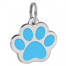 Эмалированный Адресник BronzeDog Лапка для Собак Голубой М 3,1*2,7 см
