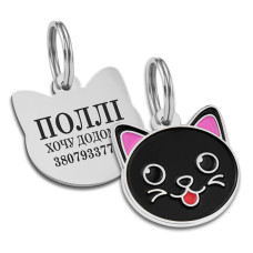Эмалированный Адресник BronzeDog Котик Черный 2,3 см