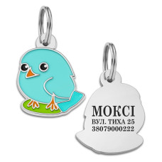 Эмалированный Адресник BronzeDog Птичка Бирюзовый