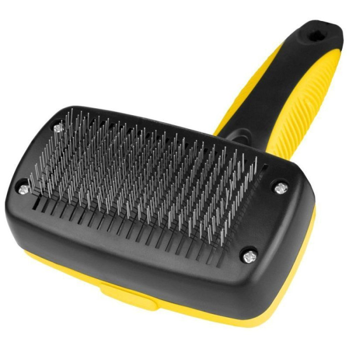 Пуходерка самоочищающаяся Bronzedog для ухода за шерстью и подшёрстком, 18 х 10 см 