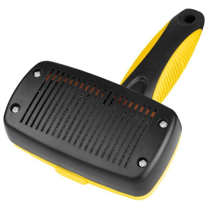 Пуходерка самоочищающаяся Bronzedog для ухода за шерстью и подшёрстком, 18 х 10 см 