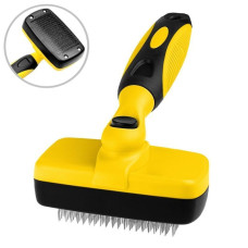 Пуходерка самоочищающаяся Bronzedog для ухода за шерстью и подшёрстком, 18 х 10 см 