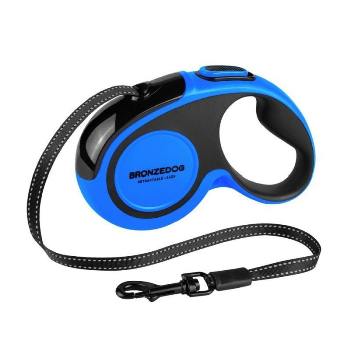 Поводок-рулетка Bronzedog 5 м с рефлекторной лентой, до 50 кг 