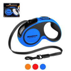 Поводок-рулетка Bronzedog 5 м с рефлекторной лентой, до 30 кг 