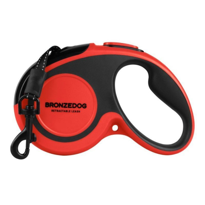 Поводок-рулетка Bronzedog 5 м с рефлекторной лентой, до 20 кг 
