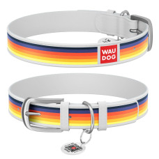 Нашийник WAUDOG Design з малюнком "Лінії", преміум шкіра, метал. пряжка, білий XS1 19-25 см