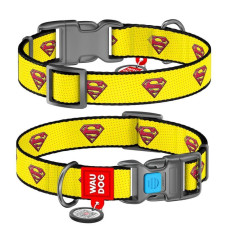 Ошейник WAUDOG Nylon с QR паспортом, рисунок "Супермен 2", пластиковая пряжка-фастекс S 23-35 см