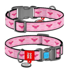 Ошейник WAUDOG Nylon с QR паспортом, рисунок "Чудо-женщина 1", пластиковая пряжка-фастекс M 24-40 см