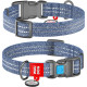 Нашийник WAUDOG Re-cotton з QR паспортом, з відновленої бавовни, пластикова пряжка, синій S 23-35 см