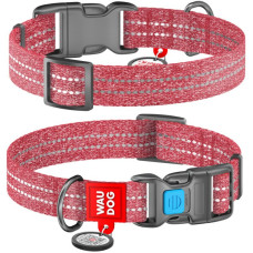 Нашийник WAUDOG Re-cotton з QR паспортом, з відновленої бавовни, пластикова пряжка, червоний S 23-35 см