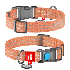 Нашийник WAUDOG Re-cotton з QR паспортом, з відновленої бавовни, пластикова пряжка, помаранчевий S 23-35 см