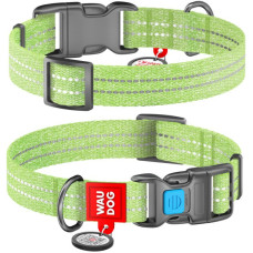 Нашийник WAUDOG Re-cotton з QR паспортом, з відновленої бавовни, пластикова пряжка, салатовий S 23-35 см