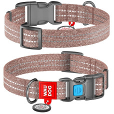 Нашийник WAUDOG Re-cotton з QR паспортом, з відновленої бавовни, пластикова пряжка, коричневий S 23-35 см
