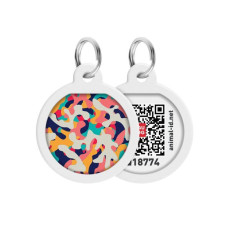 Адресник WAUDOG Smart ID з QR паспортом, преміум, малюнок "Камо різнокольоровий"