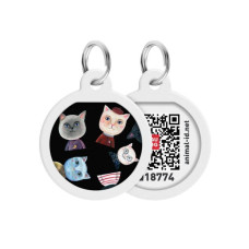 Адресник WAUDOG Smart ID з QR паспортом, преміум, малюнок "Коти"