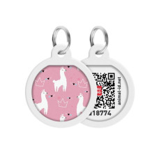 Адресник WAUDOG Smart ID с QR паспортом, премиум, рисунок "Ламы"