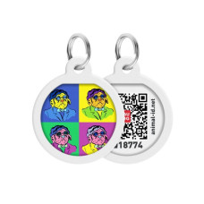 Адресник WAUDOG Smart ID с QR паспортом, премиум, рисунок "Бульдоги"