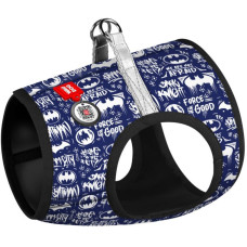 Шлея WAUDOG с QR паспортом, рисунок "Бэтмен бело-голубой" XS1 24-27 см