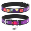 Кожаный ошейник для собак WAUDOG Design с рисунком "Больше космоса", метал. пряжка, Черный M 30-39  см