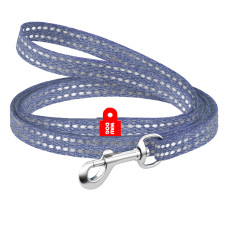 Повідець для котів та дрібних порід собак з відновленої бавовни WAUDOG RE-COTTON світловідбиваючий, синій XS, 10 мм, 200 см