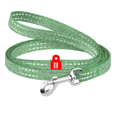 Повідець для котів та дрібних порід собак з відновленої бавовни WAUDOG RE-COTTON світловідбиваючий, зелений XS, 10 мм, 200 см