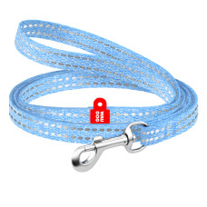 Повідець для котів та дрібних порід собак з відновленої бавовни WAUDOG RE-COTTON світловідбиваючий, блакитний XS, 10 мм, 200 см