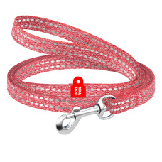 Повідець для котів та дрібних порід собак з відновленої бавовни WAUDOG RE-COTTON світловідбиваючий, червоний XS, 10 мм, 200 см