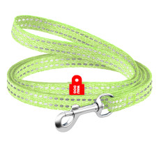 Повідець для котів та дрібних порід собак з відновленої бавовни WAUDOG RE-COTTON світловідбиваючий, салатовий XS, 10 мм, 200 см