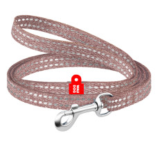 Поводок для кошек и мелких пород собак из восстановленного хлопка WAUDOG RE-COTTON светоотражающий, коричневый XS, 10 мм, 200 см