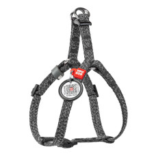 Шлея для кошек и мелких пород собак из восстановленного хлопка WAUDOG RE-COTTON с QR паспортом, светоотражающая, пластиковый фастекс, серая, XS, Ш 10 мм, В=C 28-40 см