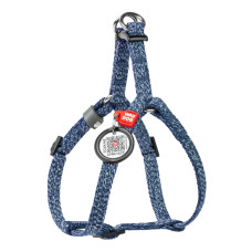 Шлея для кошек и мелких пород собак из восстановленного хлопка WAUDOG RE-COTTON с QR паспортом, светоотражающая, пластиковый фастекс, синяя, XS, Ш 10 мм, В=C 28-40 см