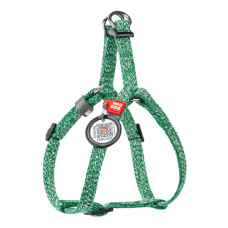 Шлея для кошек и мелких пород собак из восстановленного хлопка WAUDOG RE-COTTON с QR паспортом, светоотражающая, пластиковый фастекс, зеленая, XS, Ш 10 мм, В=C 28-40 см