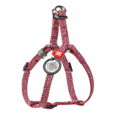 Шлея для кошек и мелких пород собак из восстановленного хлопка WAUDOG RE-COTTON с QR паспортом, светоотражающая, пластиковый фастекс, красная, XS, Ш 10 мм, В=C 28-40 см