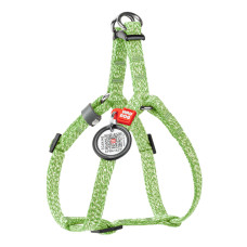 Шлея для кошек и мелких пород собак из восстановленного хлопка WAUDOG RE-COTTON с QR паспортом, светоотражающая, пластиковый фастекс, салатовая, XS, Ш 10 мм, В=C 28-40 см